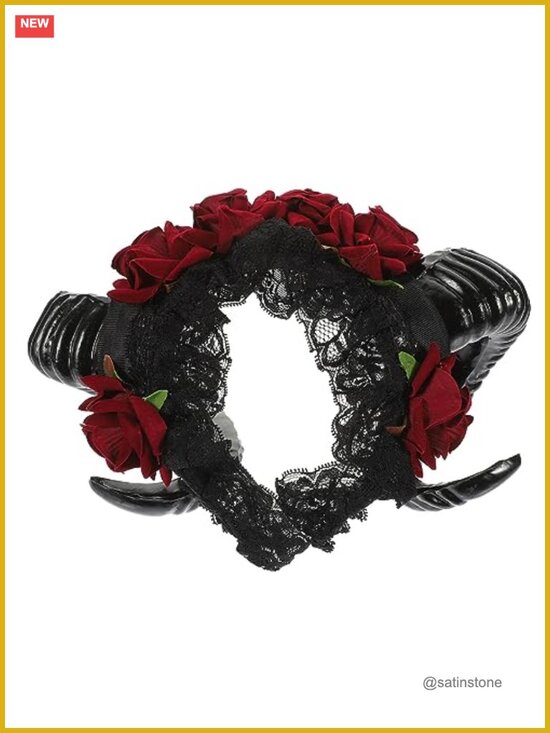 Accessories - Gothic Sheep Horn Headband Devil Floral Cosplay Halloween Hair Hoop